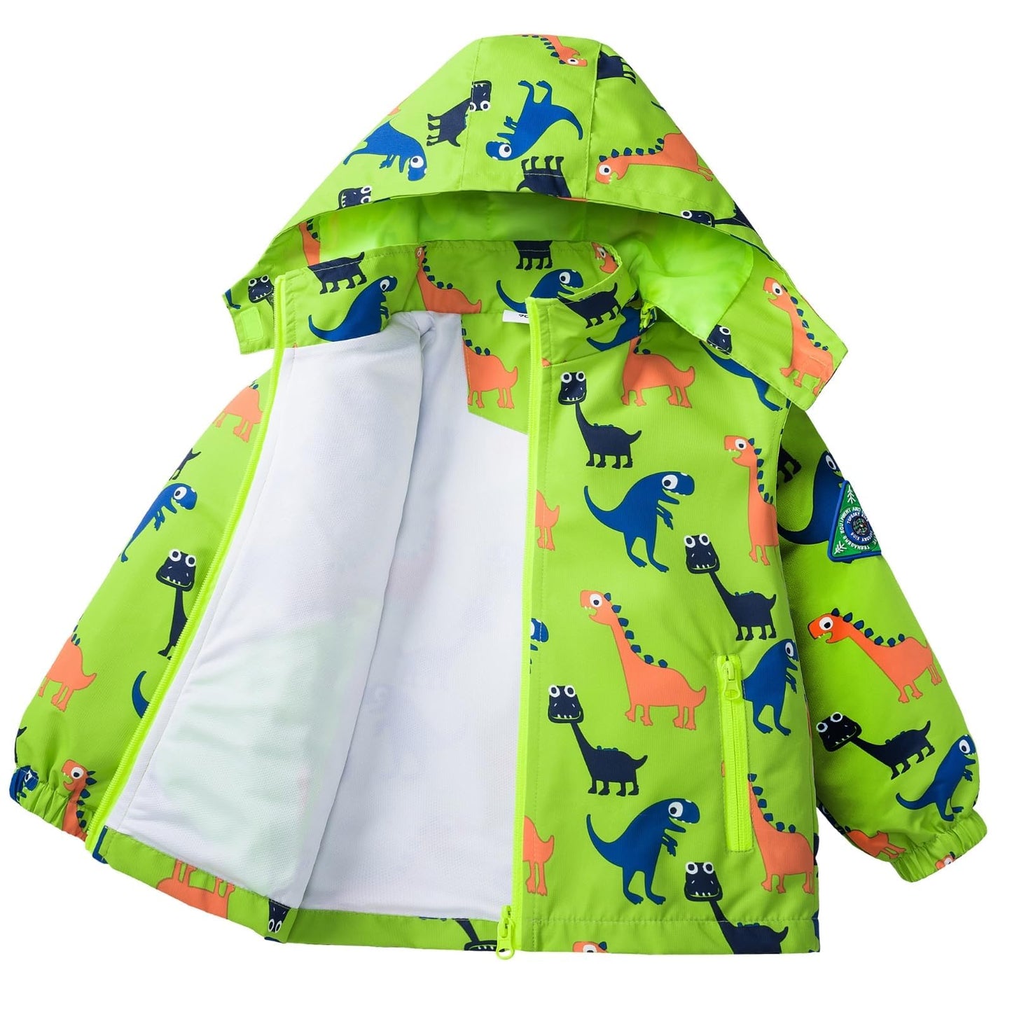 Boys Rain Jacket with Detachable Hood Lightweight Raincoats for Kids