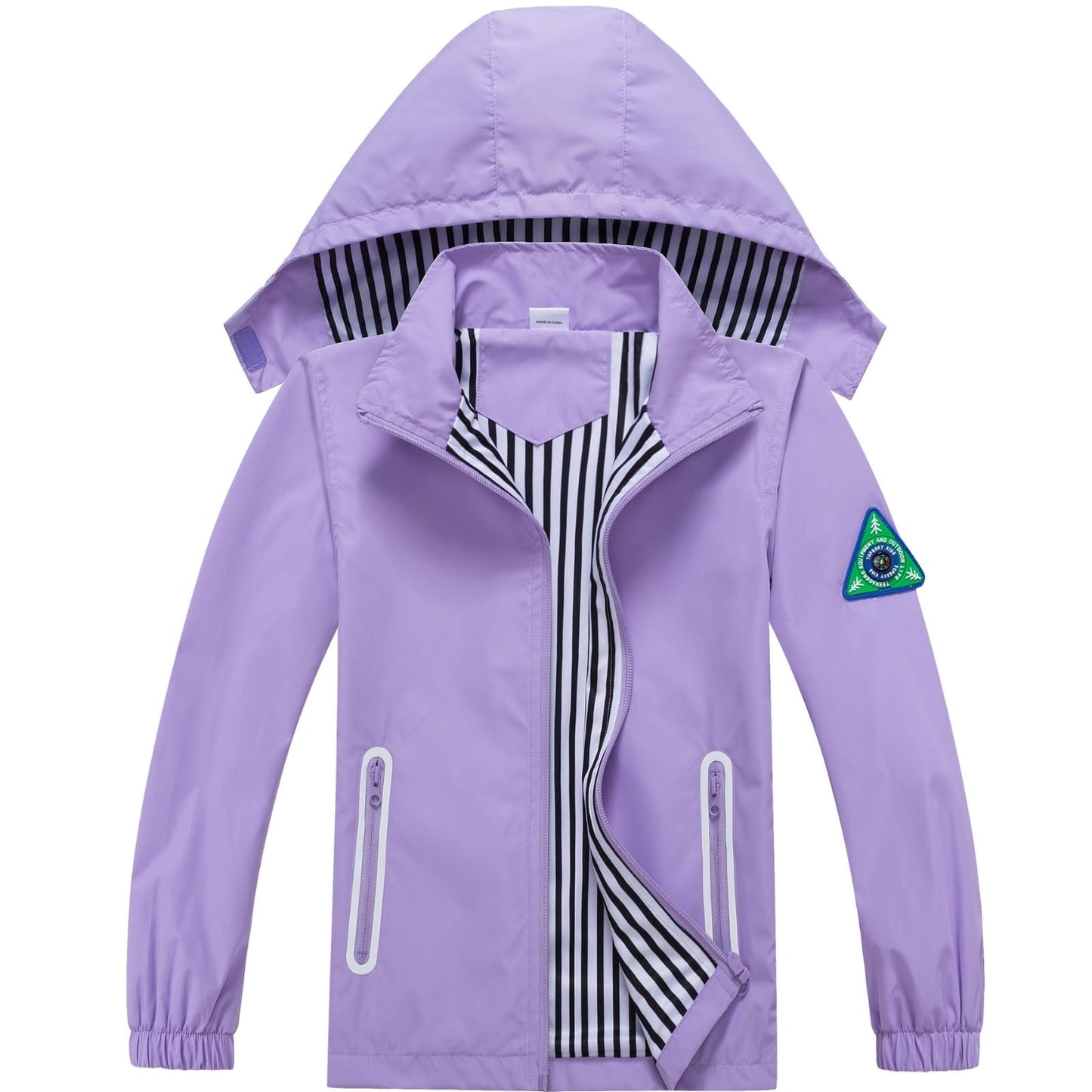 Boys Rain Jacket with Detachable Hood Lightweight Raincoats for Kids