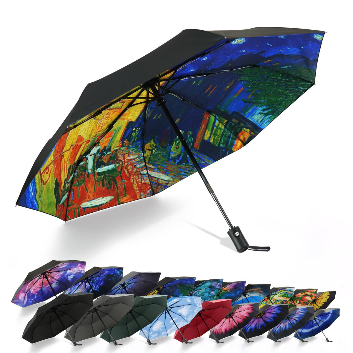 SY COMPACT Travel Umbrella - Windproof Automatic Compact Umbrellas for Rain | Small & Portable, UV Sun Protection, 11" Folded Travel Size, Fits in Backpack & Car, for Walking & Commutes, Factory Direct