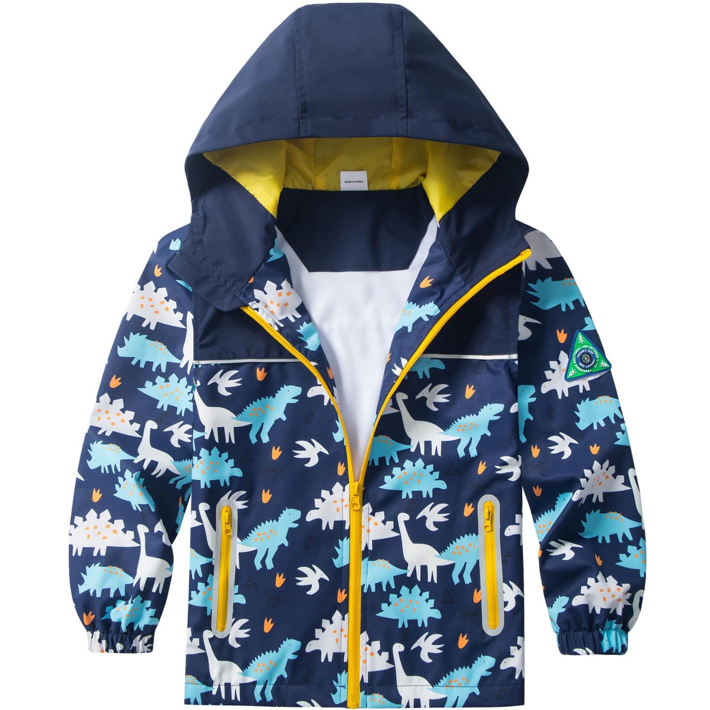 Boys Rain Jacket with Detachable Hood Lightweight Raincoats for Kids