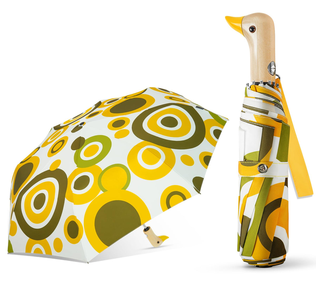 Duck Umbrella Cute Automatic Travel Size Compact Folding for Adults | Automatic duck wooden handle,Fit in handbag/backpack/suitcase,ideal gifts for women and kids