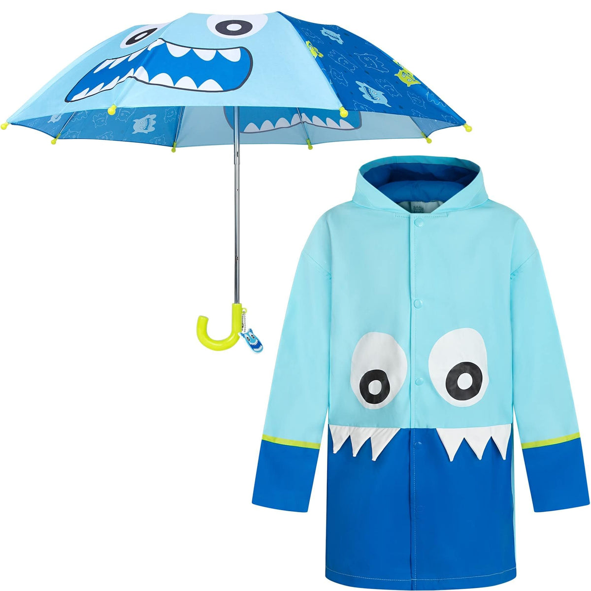 addie & tate Kids Umbrella for Girls and Boys & Rain Coats Set -Toddler Umbrellas Kids Raincoat Boys Girls Jacket