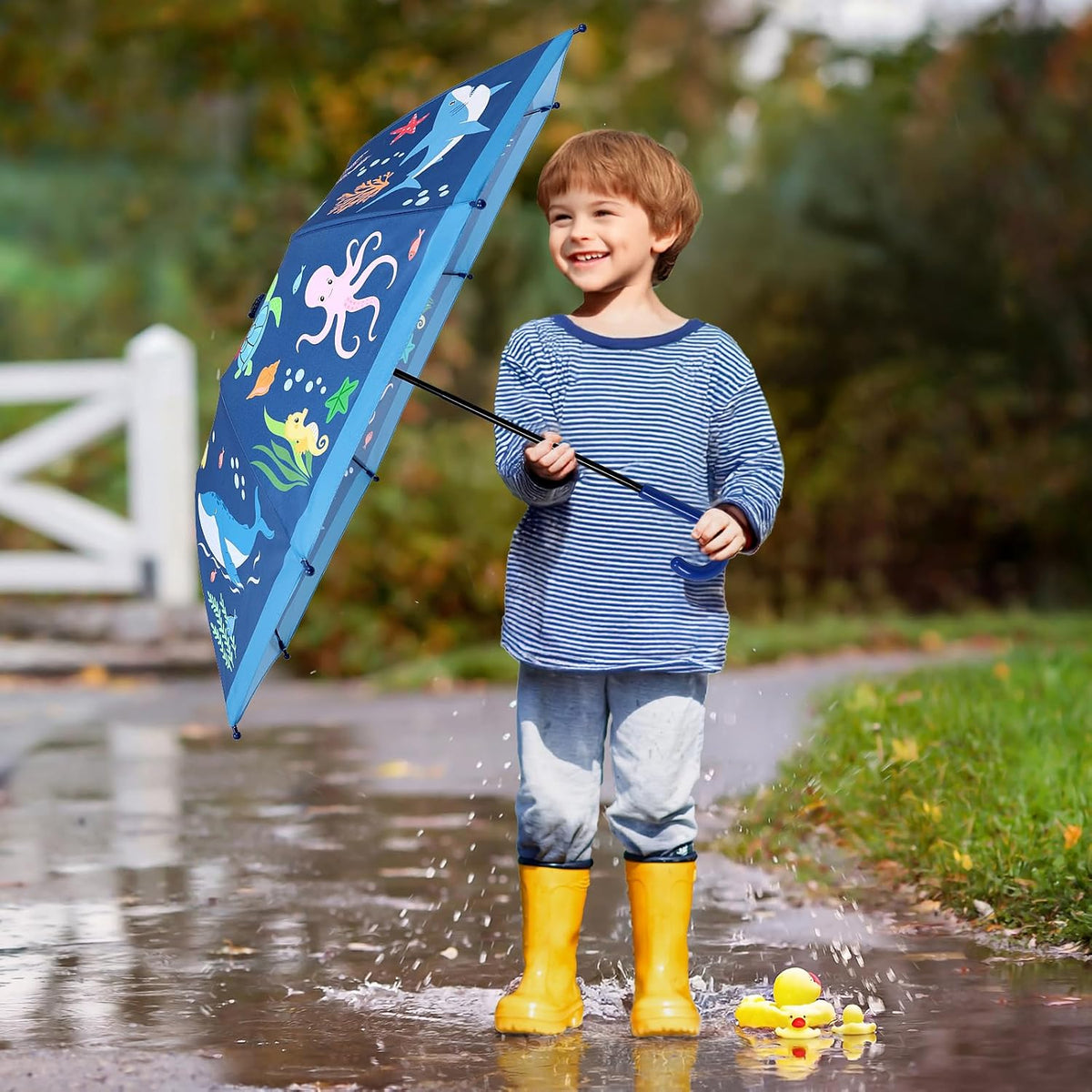 Kids Umbrella, Safety Windproof Umbrella with Easy-Grip Hook Handle for Toddler Girls and Boys