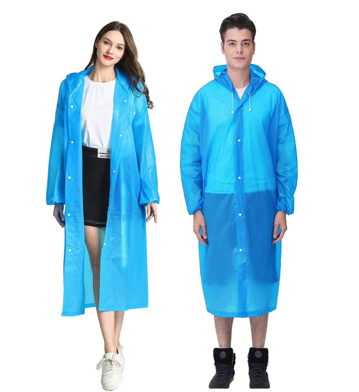 HLKZONE Raincoat, 2 Pack Rain Ponchos for Adults Travel Rain Jacket Packable Rain Coats for Women with Drawstring Hood