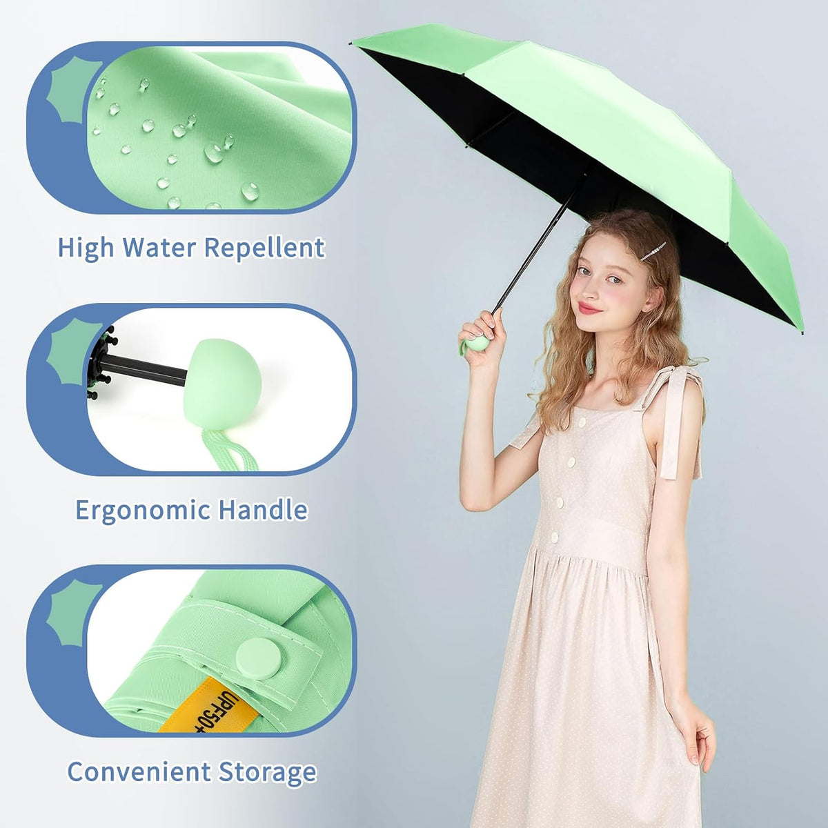 Yoobure Travel Umbrella Portable Compact Umbrellas, Pocket Mini for Purse, Umbrellas for UV Sun & Rain Small for Backpack, Umbrella with Case Folding for Kids Women