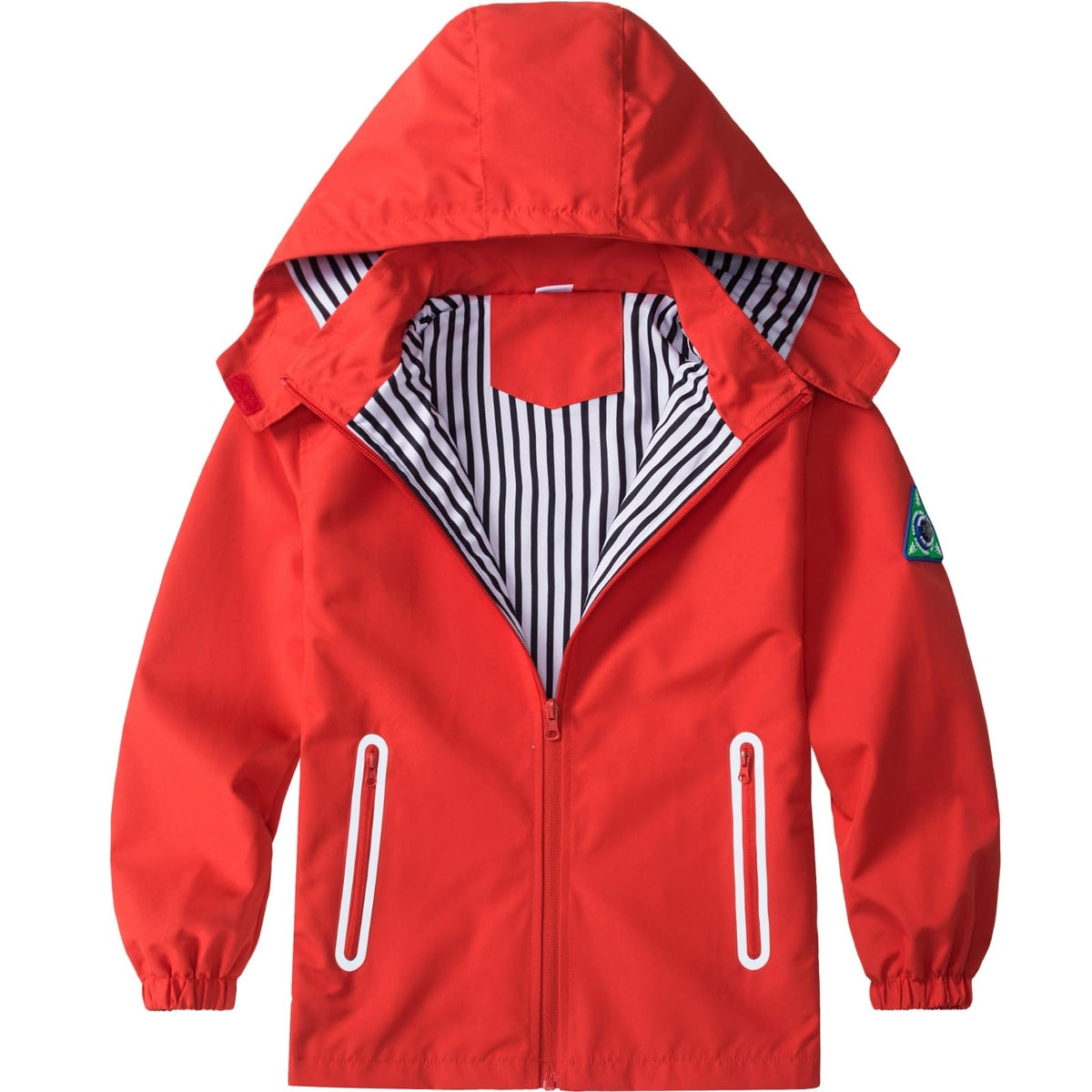 Boys Rain Jacket with Detachable Hood Lightweight Raincoats for Kids