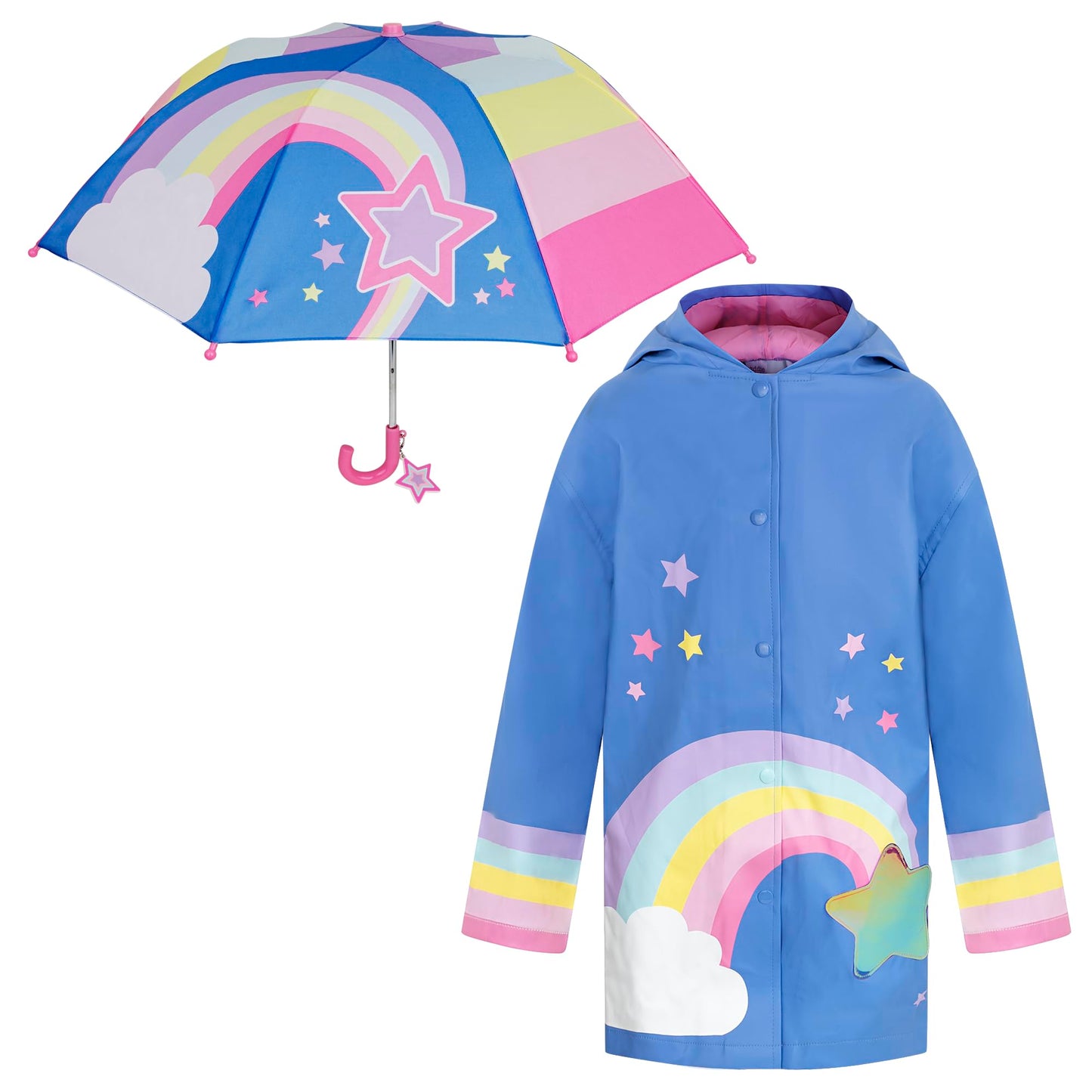 addie & tate Kids Umbrella for Girls and Boys & Rain Coats Set -Toddler Umbrellas Kids Raincoat Boys Girls Jacket