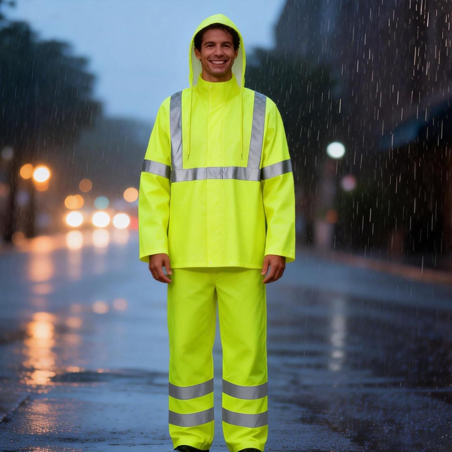High Visibility Rain Pants, Hi Vis Rain Gear, Yellow, 4XL-5XL | High Vis Reflective Rain Pants for Men Women, Light Weight Safety Work Rain Gear for Outdoor Activities, Waterproof