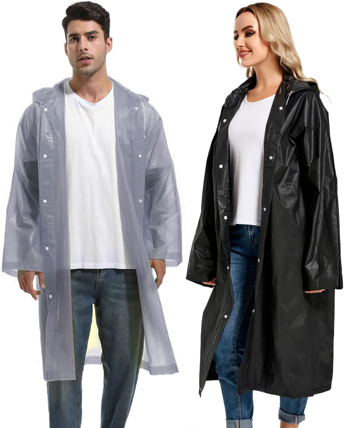 Rain Ponchos for Adults Reusable Raincoats Survival Heavy Duty Military Impermeable 2 Packs Rain Coat…