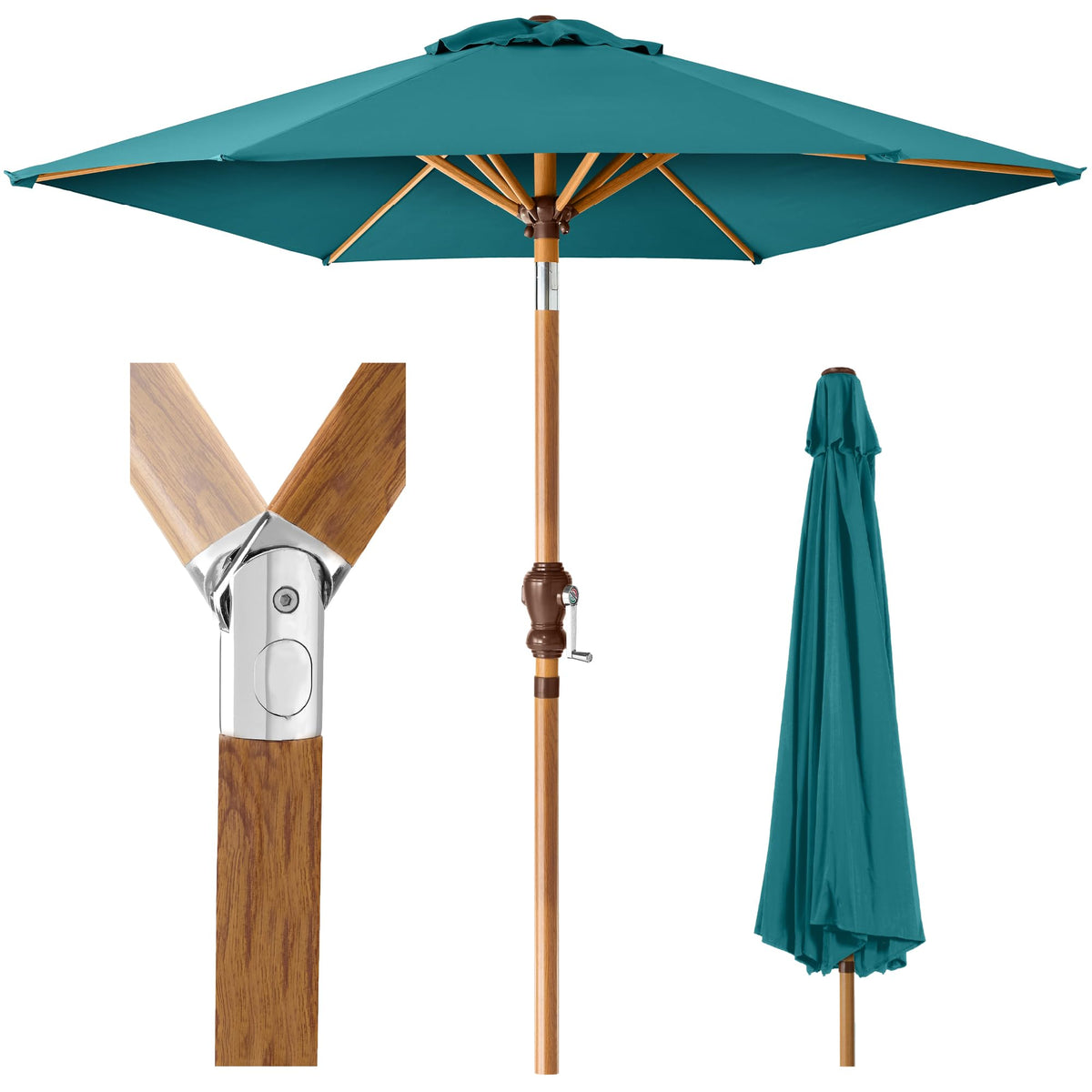 Best Choice Products 10ft Outdoor Patio Umbrella, Outdoor Table Umbrella, Yard Umbrella, Market Umbrella with 6 Sturdy Ribs, Push Button, Tilt and Crank - Sand