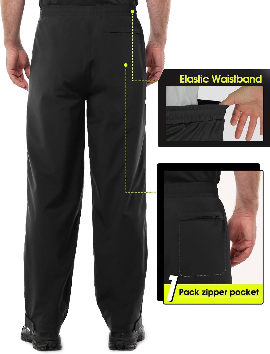 33,000ft Men's Rain Pants Waterproof Lightweight Outdoor Rain Over Pants