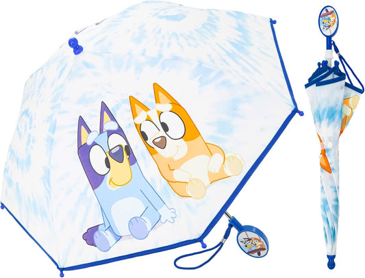 Bluey Umbrella for Toddlers and Kids, Waterproof and Bingo Canopy, Character Handle, Wrist Strap, 29 Inch