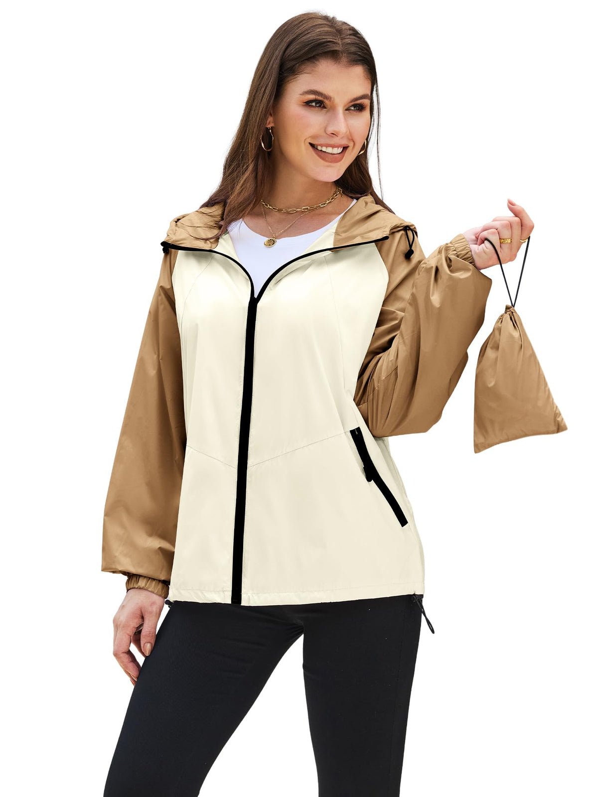 PITINAN Lightweight Rain Jacket Women Packable with Hood Travel XS-3XL | Lightweight, Packable, Folds into Pouch, Ultra Thin, Waterproof Shell Jacket Women,For Hiking/Travel Outdoor