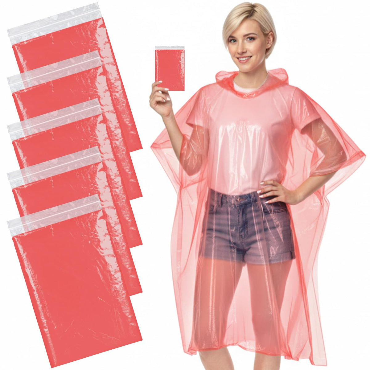 Disposable Rain Ponchos for Adults, 5PK/10PK/50PK Emergency Rain Poncho for Camping Hiking Travelling