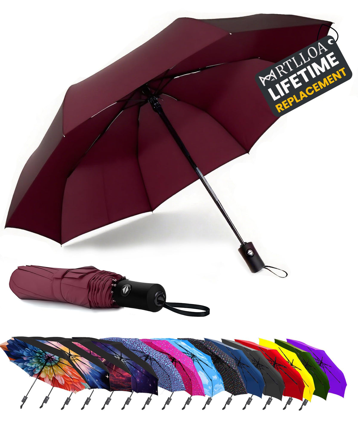 MRTLLOA Travel Essentials Mini/Compact Umbrella for Purse | Small Lightweight, UV Sun Protection, Tiny Umbrella for Men and Women