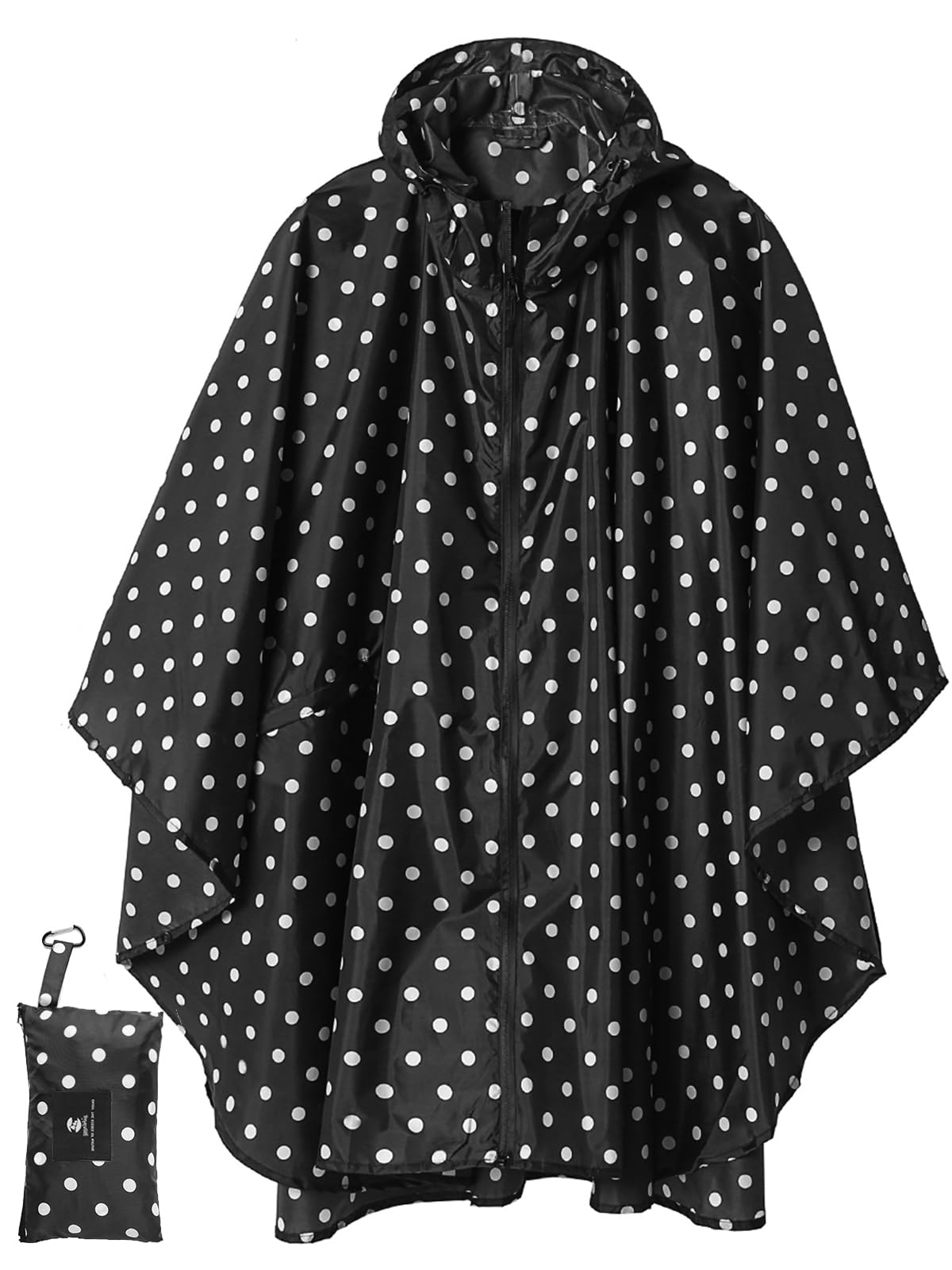 SaphiRose Adult Rain Poncho Waterproof Hooded Zipper Raincoat with Pockets | OEKO-TEX Certified 100% Polyester, Lightweight Packable Storage Pouch, Heat-Sealed Seams, Quick-Dry for Outdoor Hiking