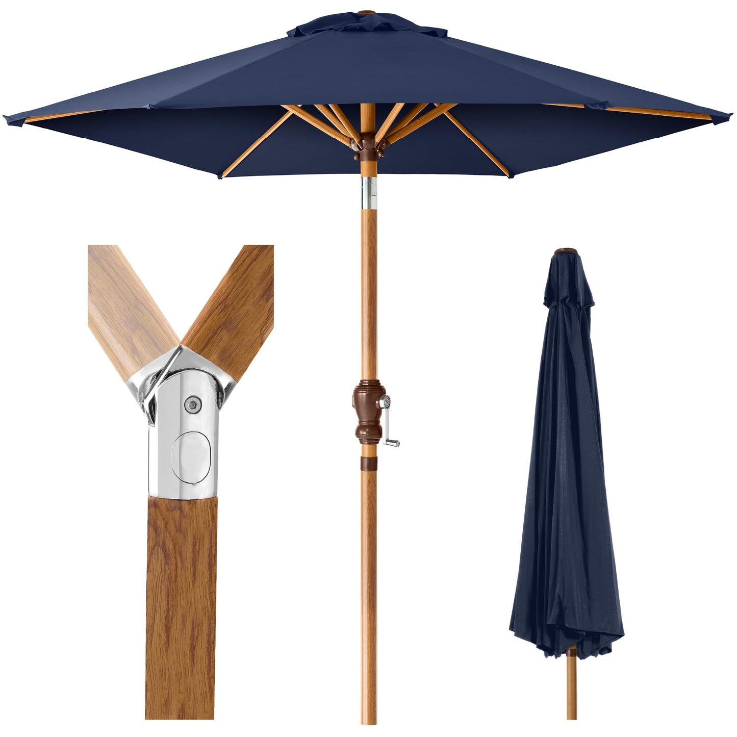 Best Choice Products 10ft Outdoor Patio Umbrella, Outdoor Table Umbrella, Yard Umbrella, Market Umbrella with 6 Sturdy Ribs, Push Button, Tilt and Crank - Sand