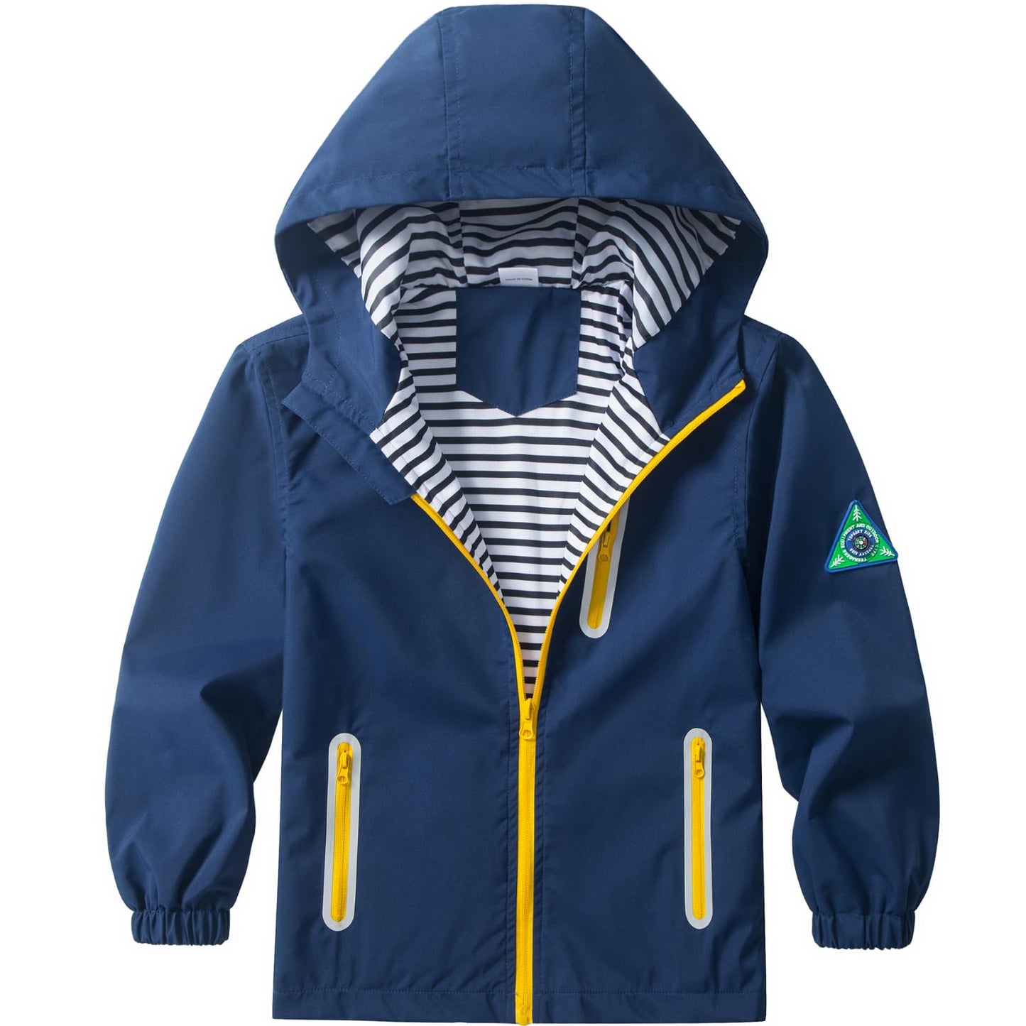 Boys Rain Jacket with Detachable Hood Lightweight Raincoats for Kids