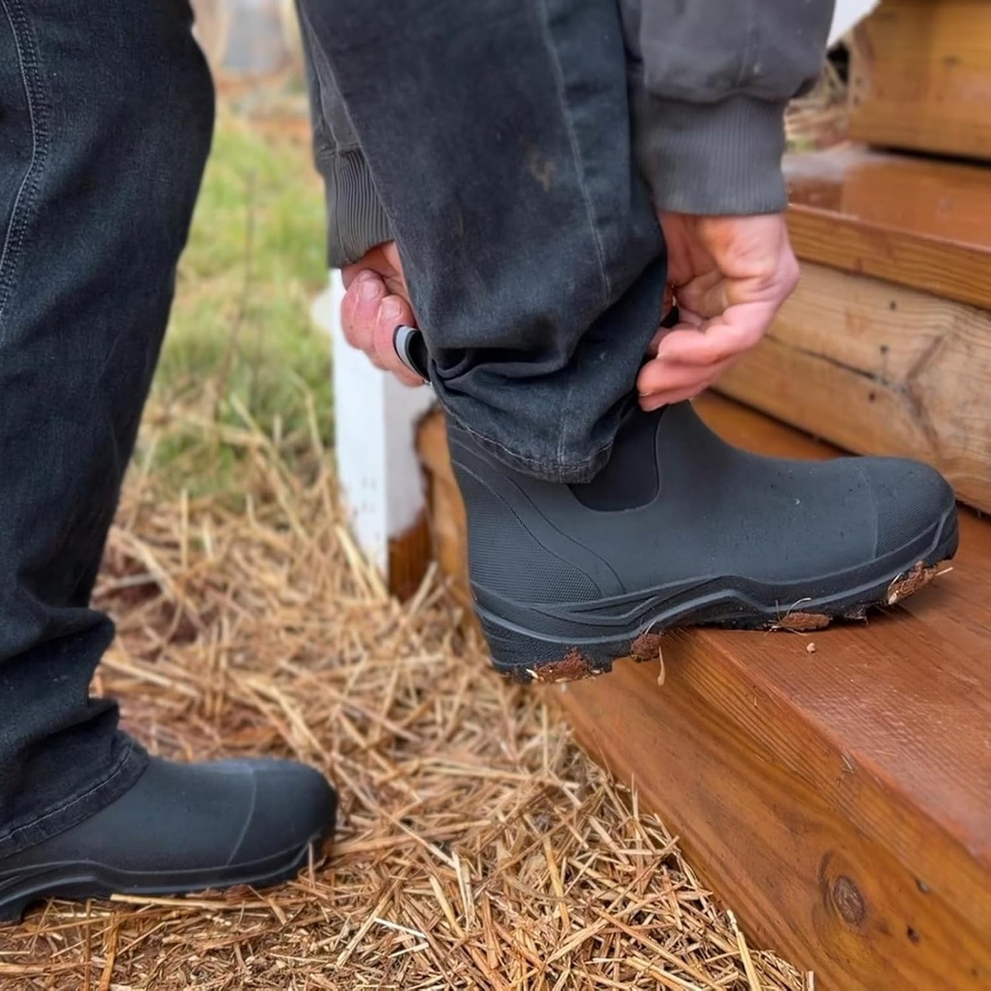 Waterproof Slip-on Rain Boots Men Lightweight Mud Rubber Booties | Ultra-light Ankle Rain Booties Insulated Garden Mud Fishing Boots For Farm Yard Outdoor