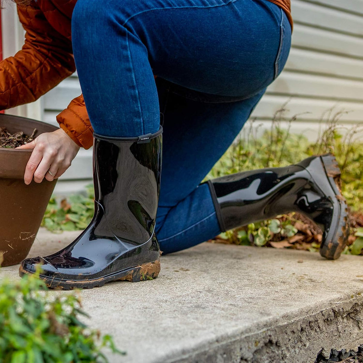 HISEA Women's Rain Boots Waterproof Mid Calf Garden Farm Rubber Boots | Wide Calf Slip-Resistant Rubber Ladies' Boots Lightweight for Garden, Farm, Outdoor Work & Rainy Days