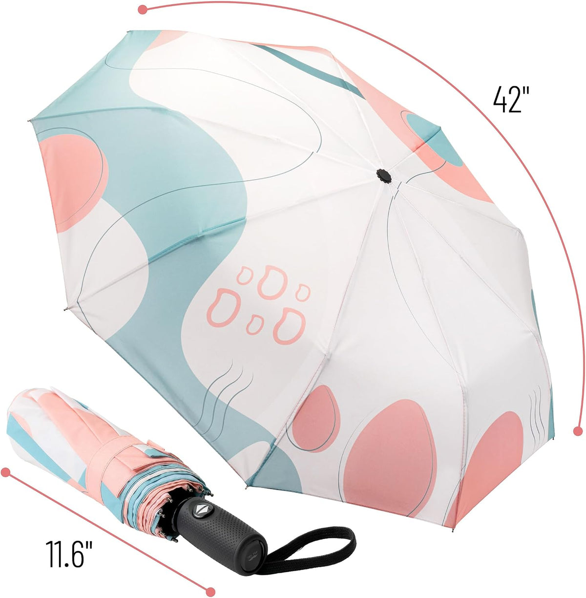 Mr. Pen- Windproof Travel Umbrella, Small Water-Resistant Automatic Folding Umbrella for Rain and Sun, Light, Compact and Portable for Women & Men, Fits Car & Backpack
