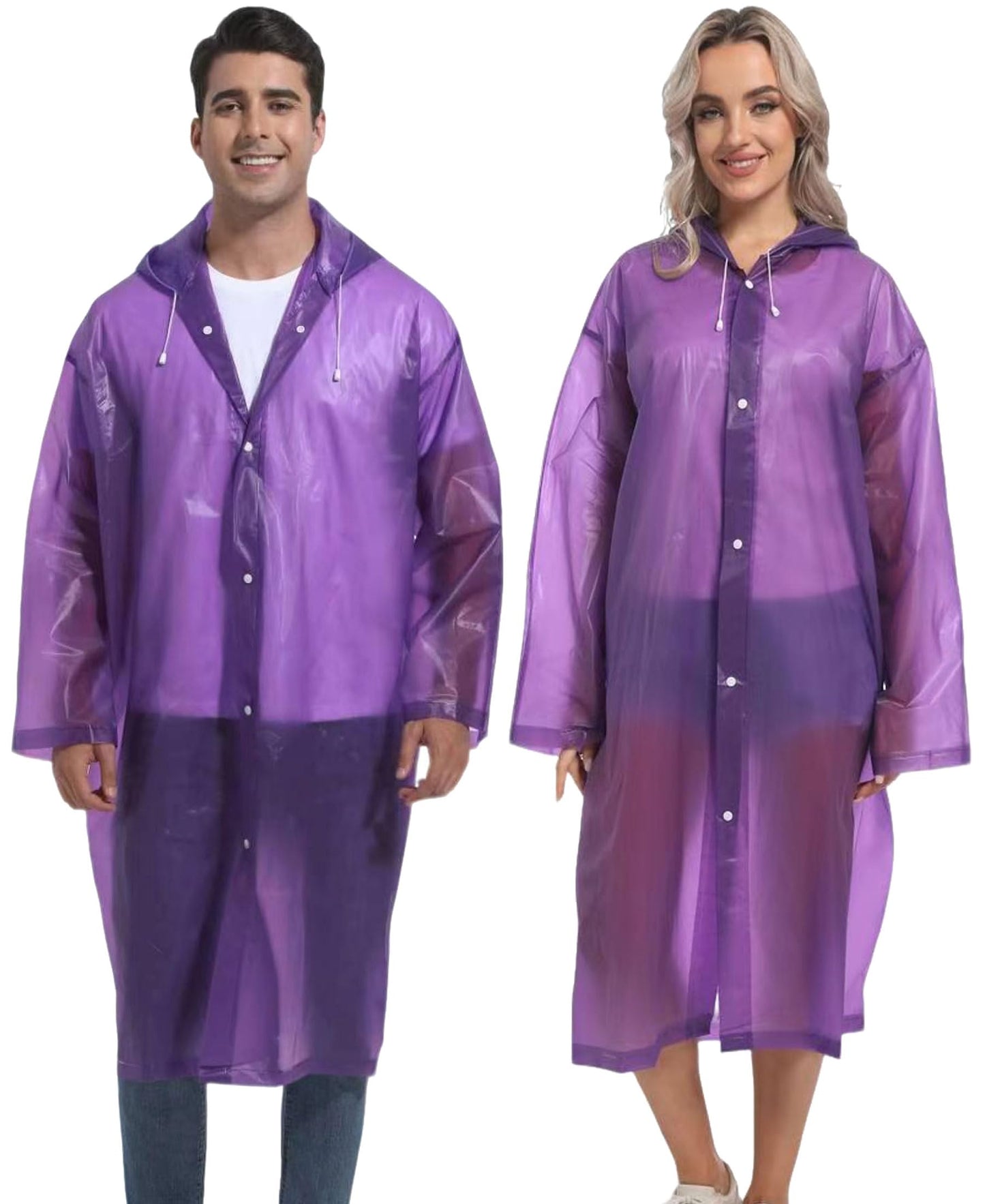 2PCS Rain Ponchos for Adults Reusable Rain Coats for Adults Rain Jackets Raincoats for Men Women