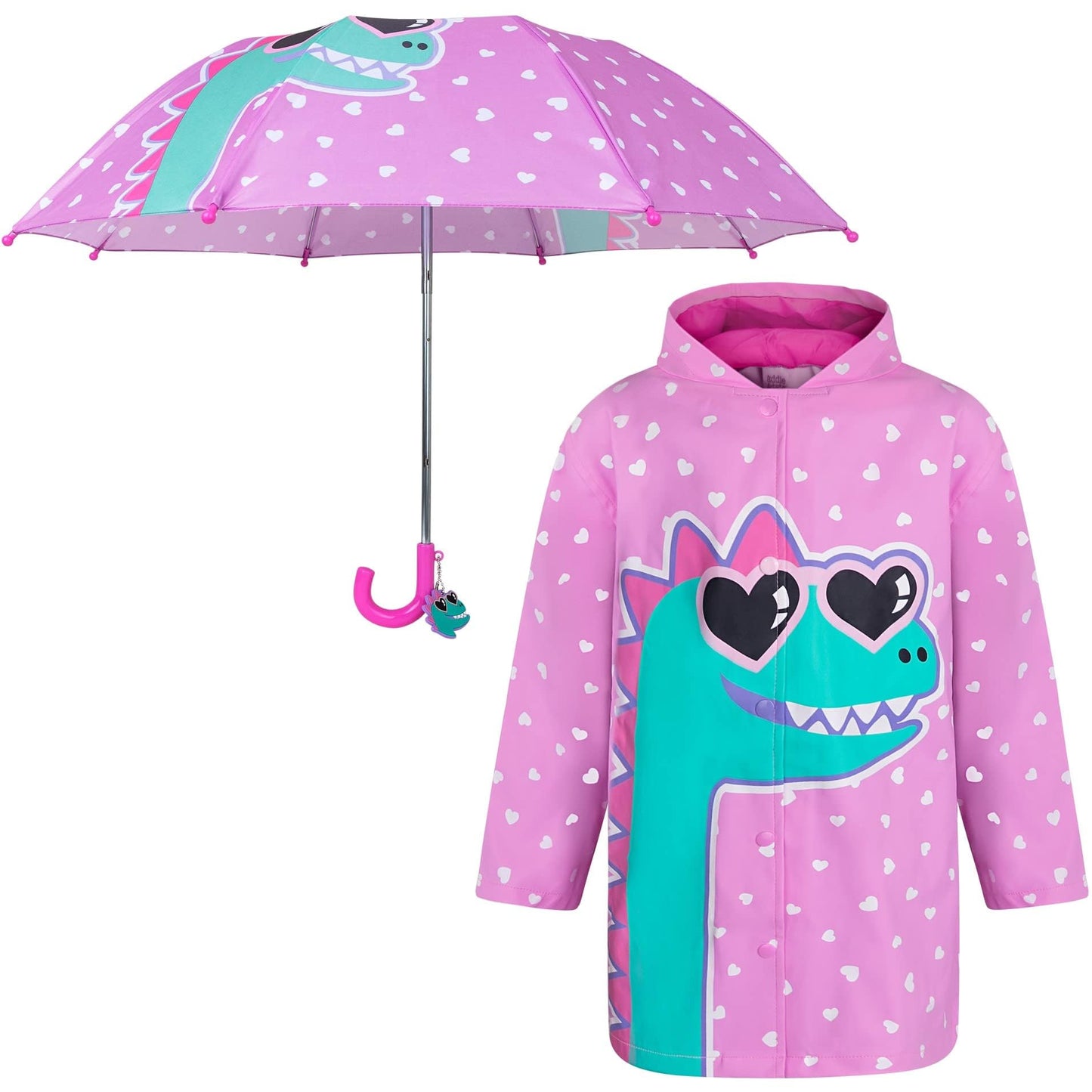 addie & tate Kids Umbrella for Girls and Boys & Rain Coats Set -Toddler Umbrellas Kids Raincoat Boys Girls Jacket