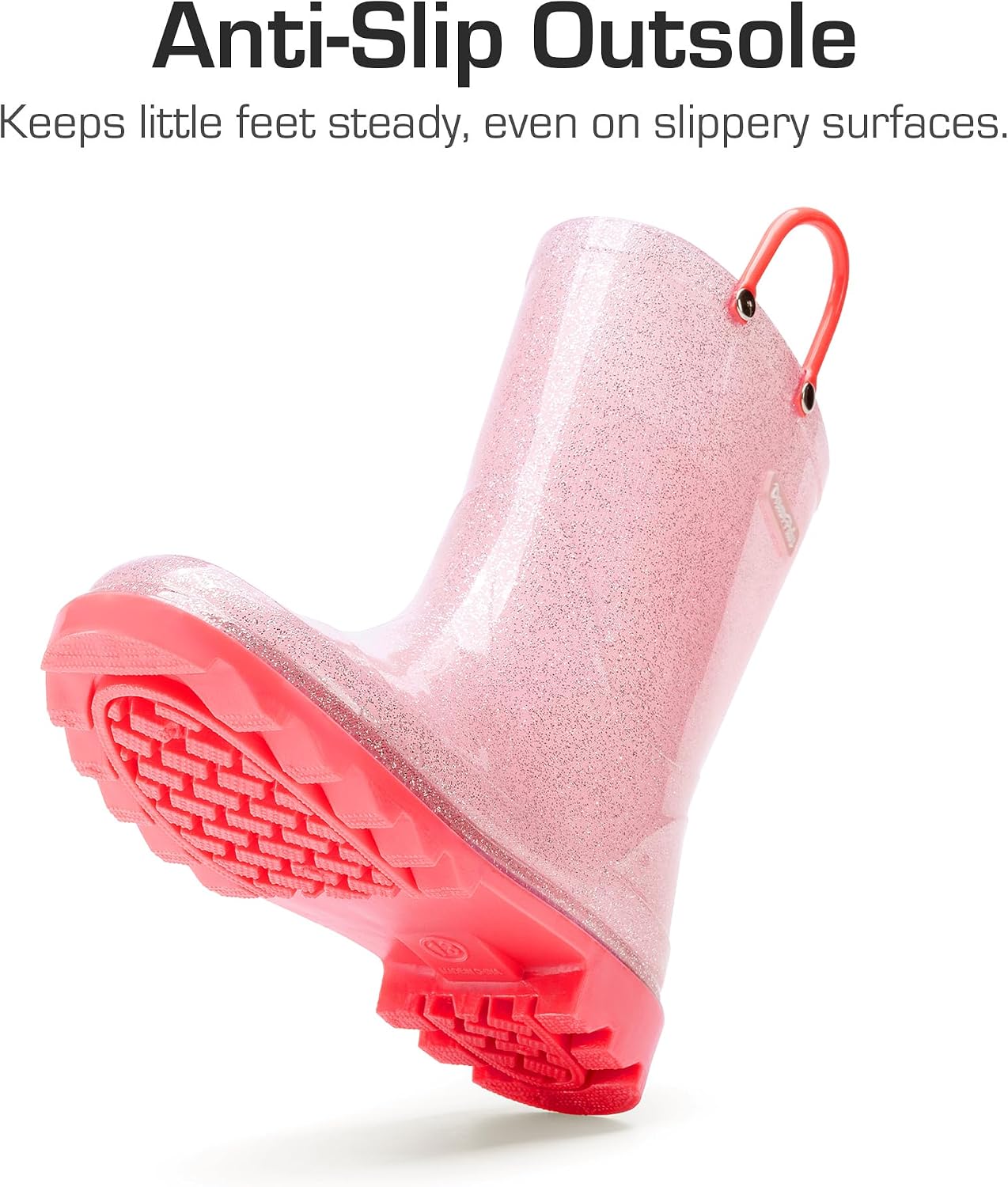 DREAM PAIRS Kids Glitter Rain Boots | Waterproof,Easy-on handles,Lightweight,Non-Slip sole,Rain puddle outdoor play,Girls Boys Toddler