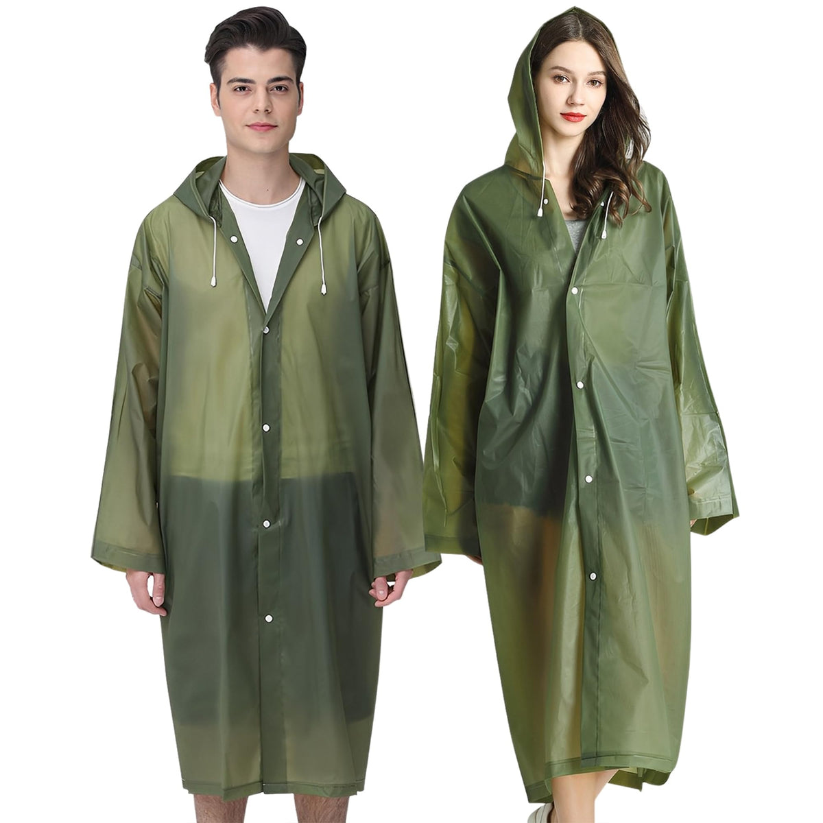 Cosowe Rain Ponchos for Adults Reusable, 2 Pcs Raincoats Emergency for Women Men with Hood and Drawstring