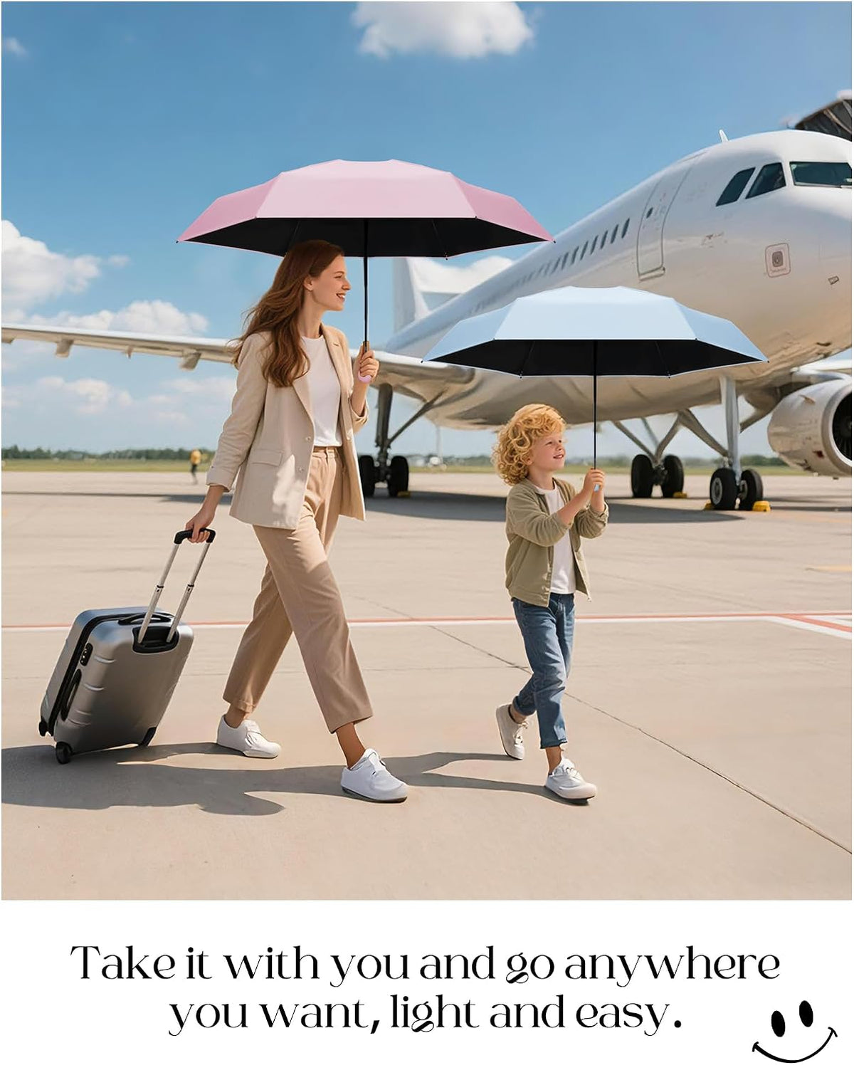 Seniny Mini Travel Umbrella with Case, Compact Pocket Size UV Sun & Rain | Tiny purse size fits pocket, UV protection waterproof fabric, lightweight folding, great for women kids daily travel