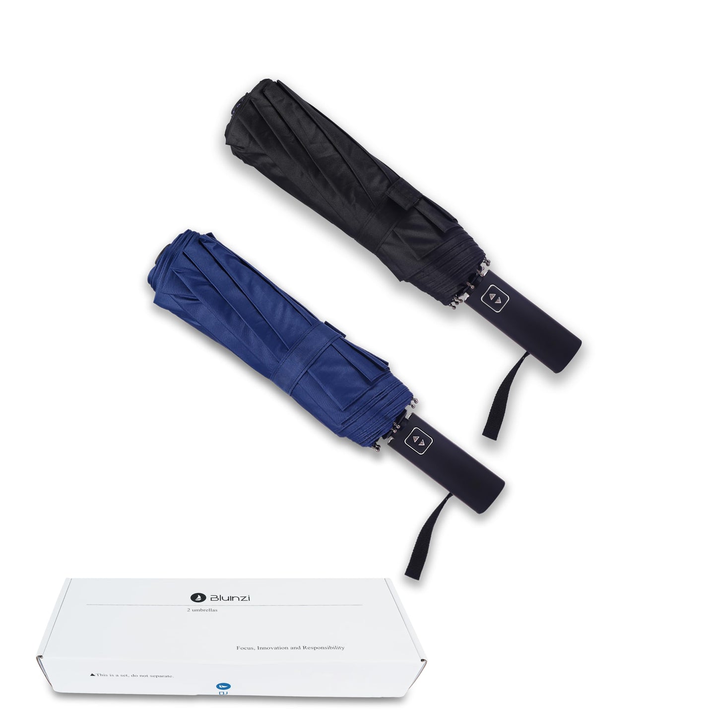 Bluinzi 2 Pack 46 Inch Compact Umbrellas for Rain, Travel, Double 10-rib | Better Value: 2 Pack 46 Inch Umbrellas, Travel Size, Simple and Durable, Small Portable Auto Windproof