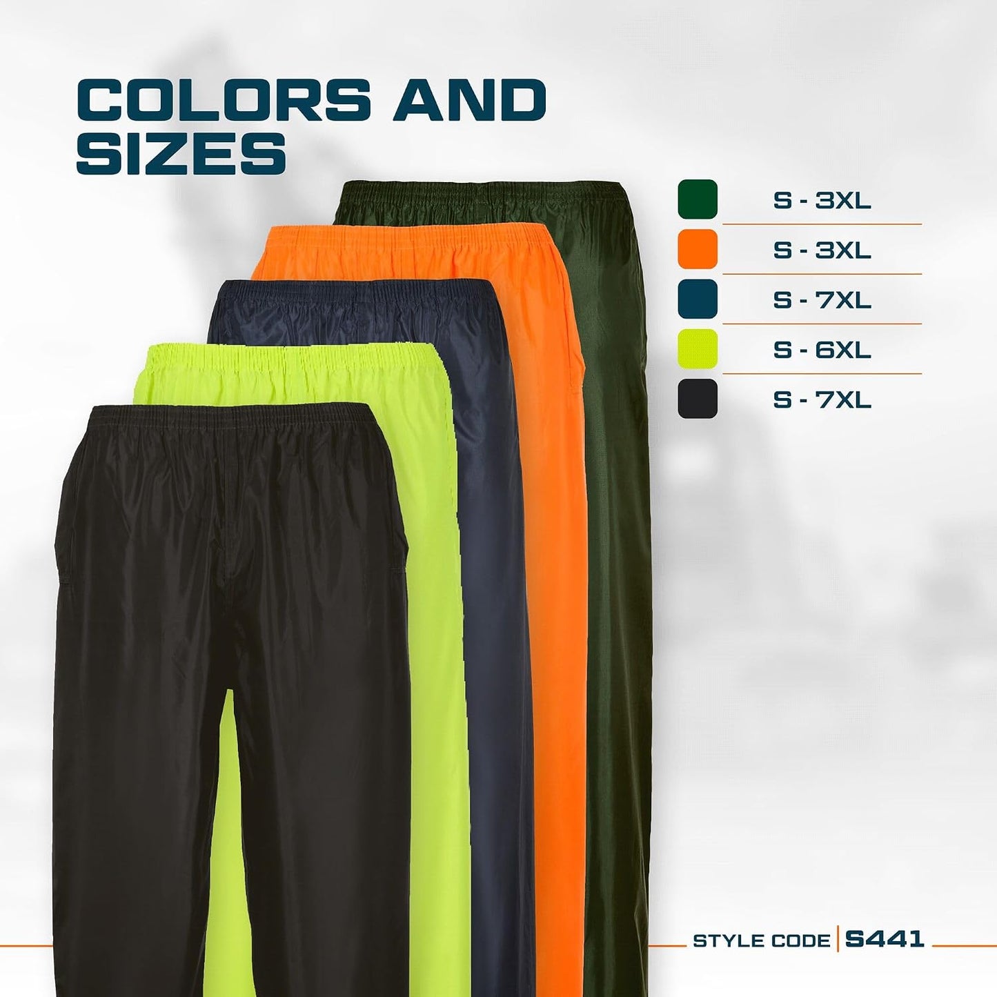 Portwest S441 Rain Trousers Machine Washable Waterproof Fabric Sealed Seams | Black, Small, 100% Polyester, Reach Compliant PVC Coating, Fully Elasticated Waistband, Side Access Openings, Sun Protection