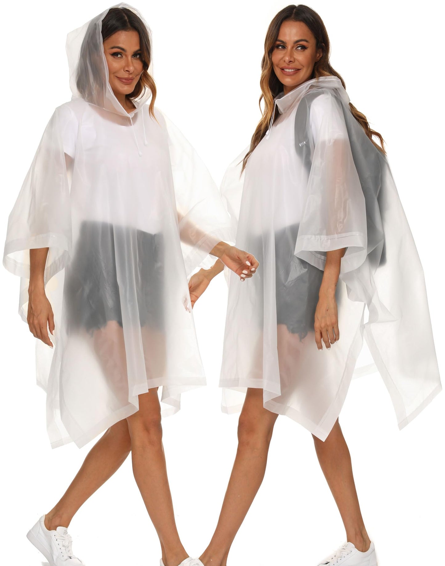 2 Pack Rain Ponchos for Adults Reusable - Raincoats Survival Emergency Heavy Duty Rain Coat with Drawstring Hood
