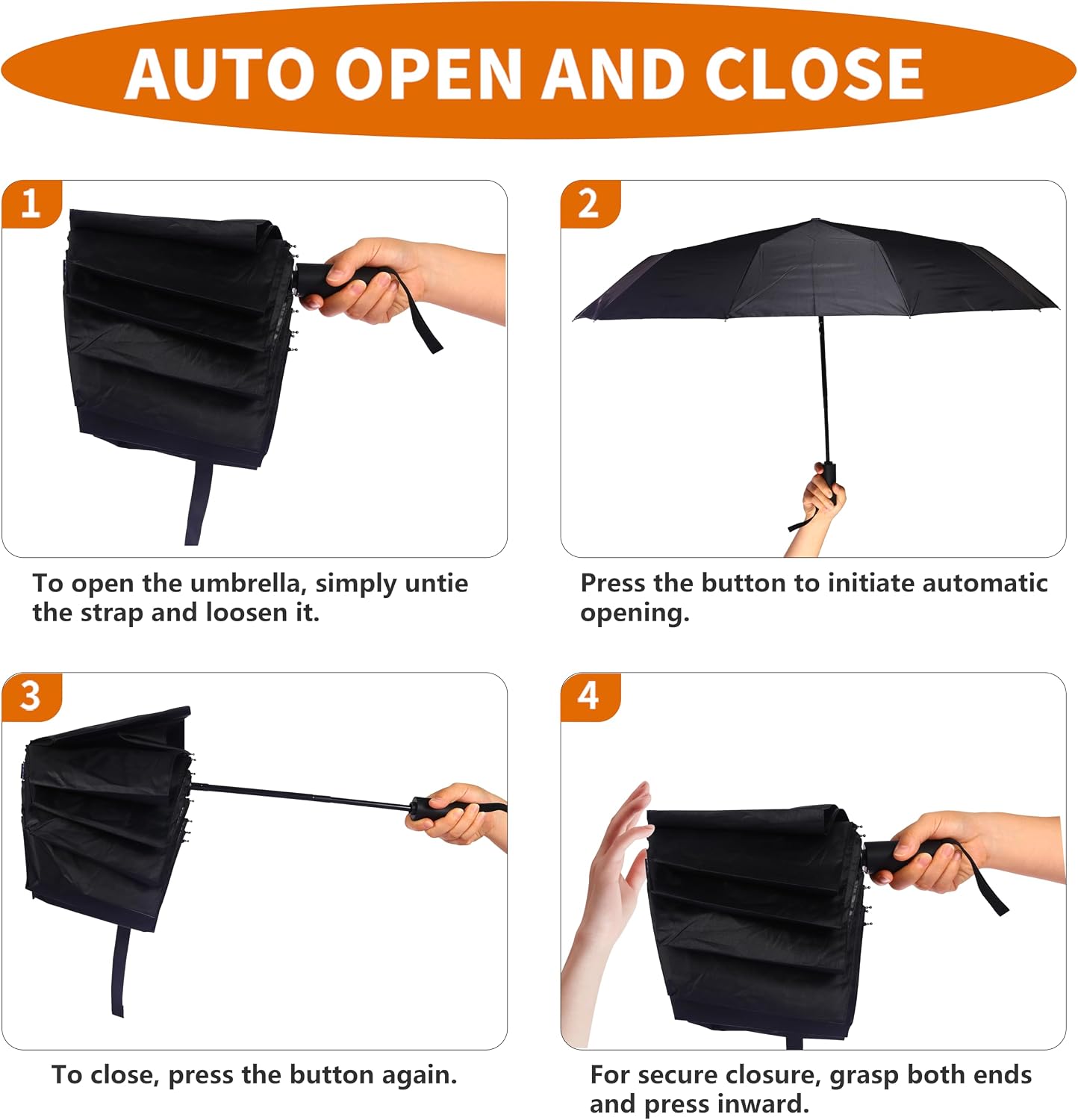 Bluinzi 2 Pack 46 Inch Compact Umbrellas for Rain, Travel, Double 10-rib | Better Value: 2 Pack 46 Inch Umbrellas, Travel Size, Simple and Durable, Small Portable Auto Windproof