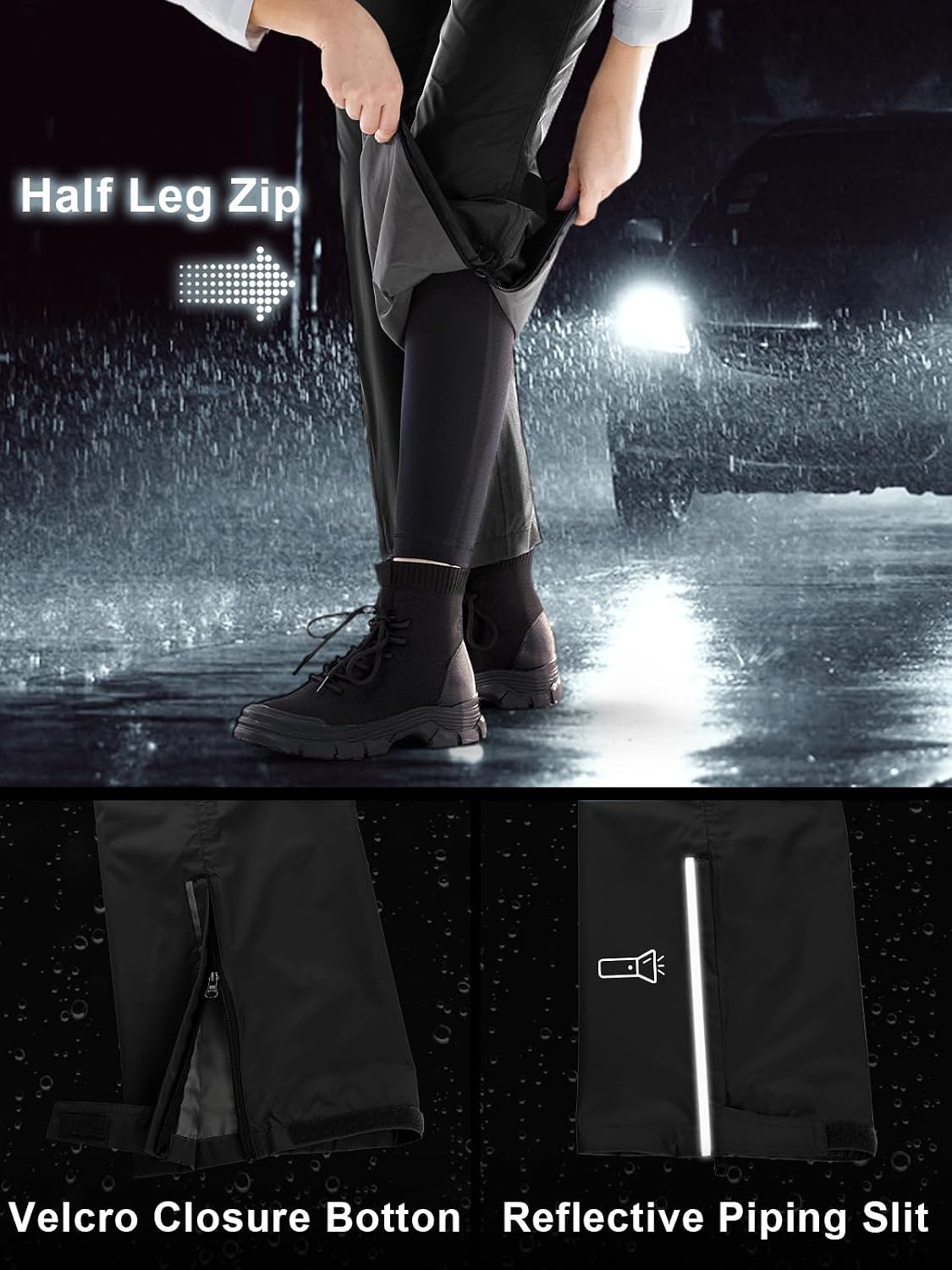 Outdoor Ventures Women's Rain Pants Packable Waterproof Hiking Pants | Windproof Breathable Outdoor Rain Over Pants, Fully Seams Taped, Mesh lining, for Golf, Work,Zipper Pockets