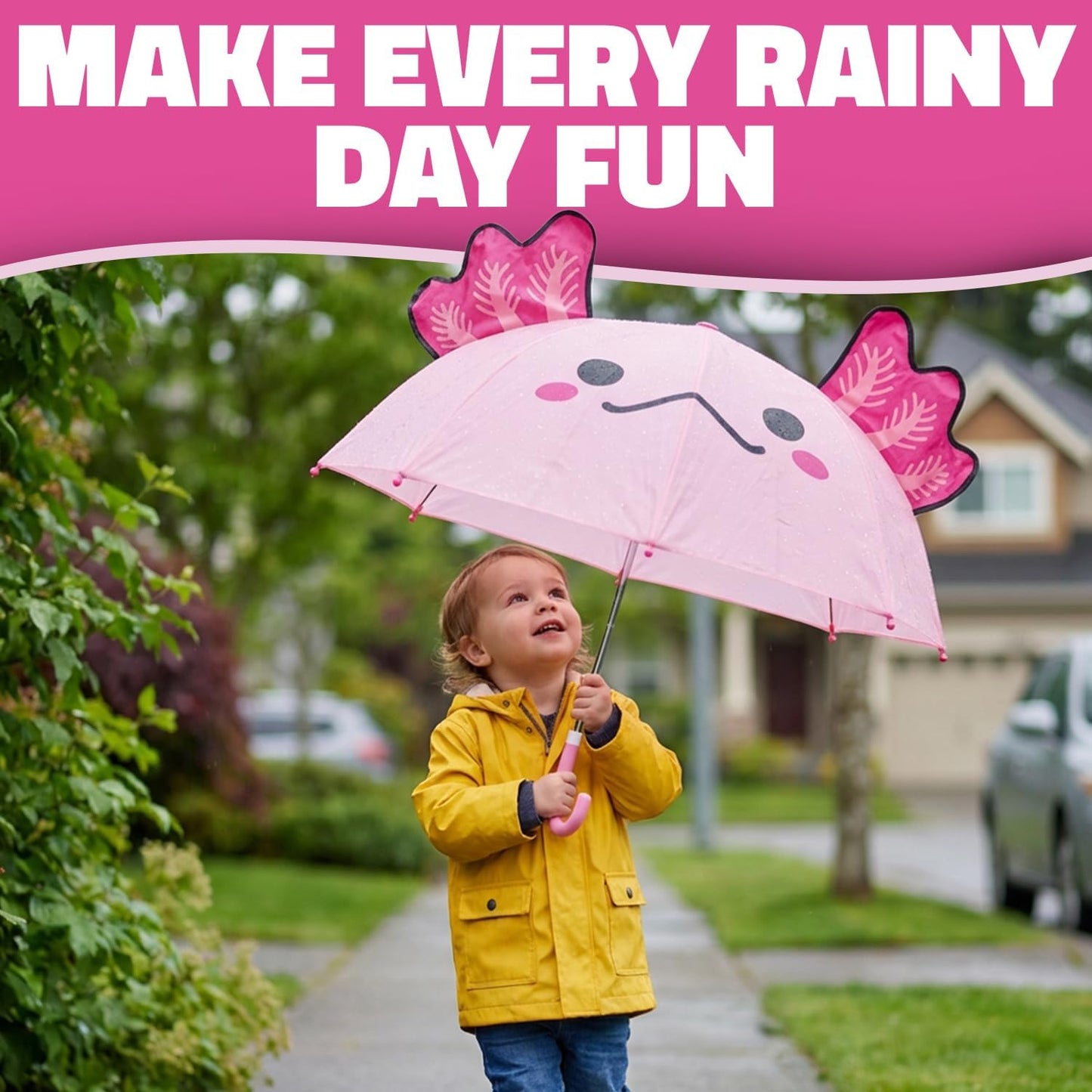 Pink Axolotl Umbrella - 28" (1 Pc) - Perfect for Carnival Prizes & Crane Item