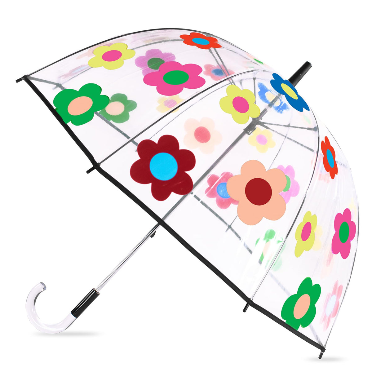 kate spade new york Clear Umbrella for Rain, Large Bubble Umbrella for Adults with Floral Design