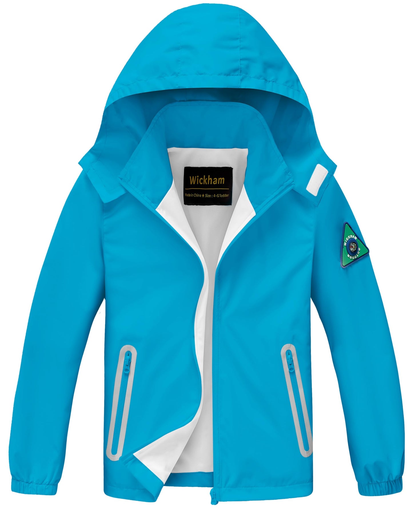 WICKHAM Boys Girls Waterproof Rain Jacket Lightweight Hooded Coat | Breathable Mesh Lining, Easy to Fold Design, Comfortable for School and Outdoor Activities