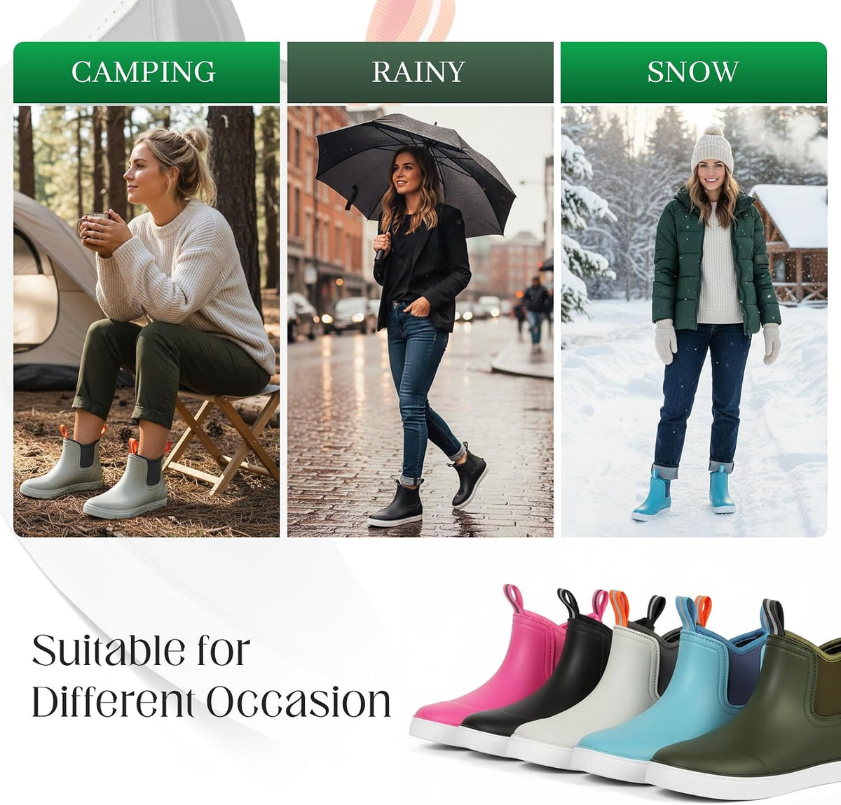 Women's Deck Boots Waterproof Ankle Rain Boots | Outdoor Fishing Garden Boots for Women, Anti-Slip Shoes, Lightweight Comfortable Work Shoes