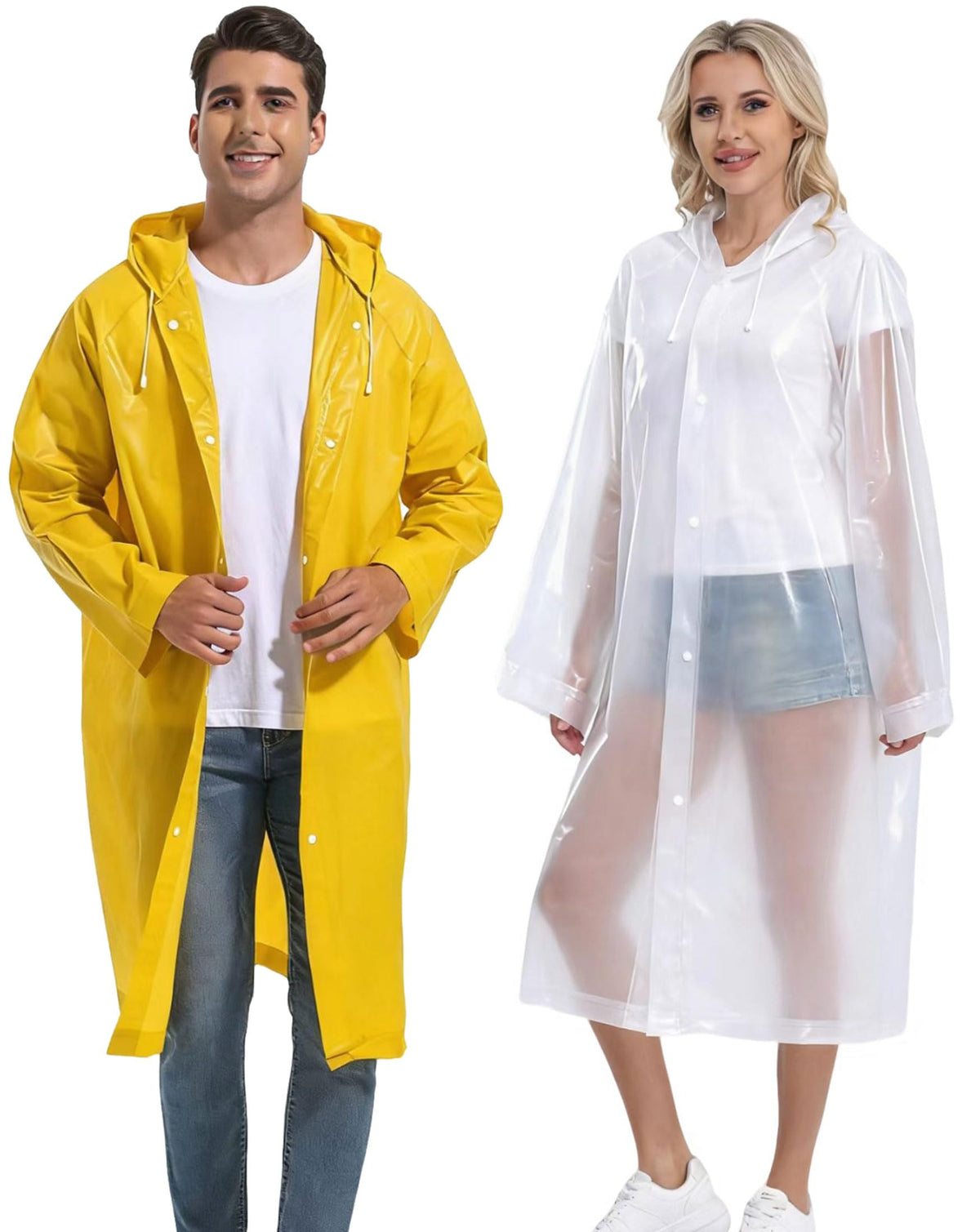 2PCS Rain Ponchos for Adults Reusable Rain Coats for Adults Rain Jackets Raincoats for Men Women