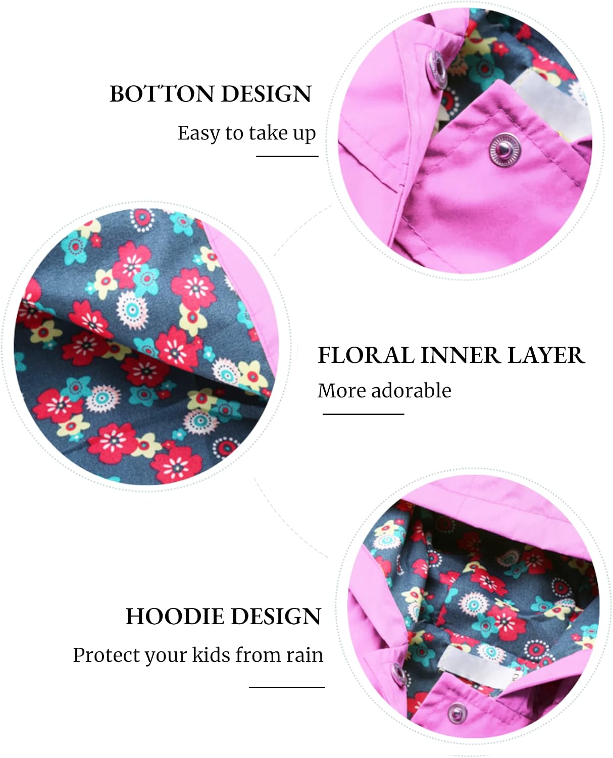 Arshiner Toddler Girls Waterproof Hooded Coat Jacket Outwear Raincoat