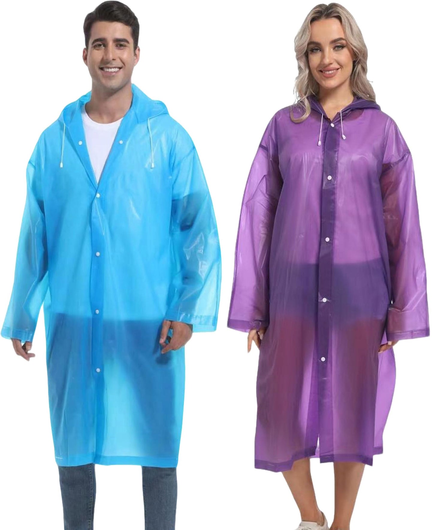 2PCS Rain Ponchos for Adults Reusable Rain Coats for Adults Rain Jackets Raincoats for Men Women