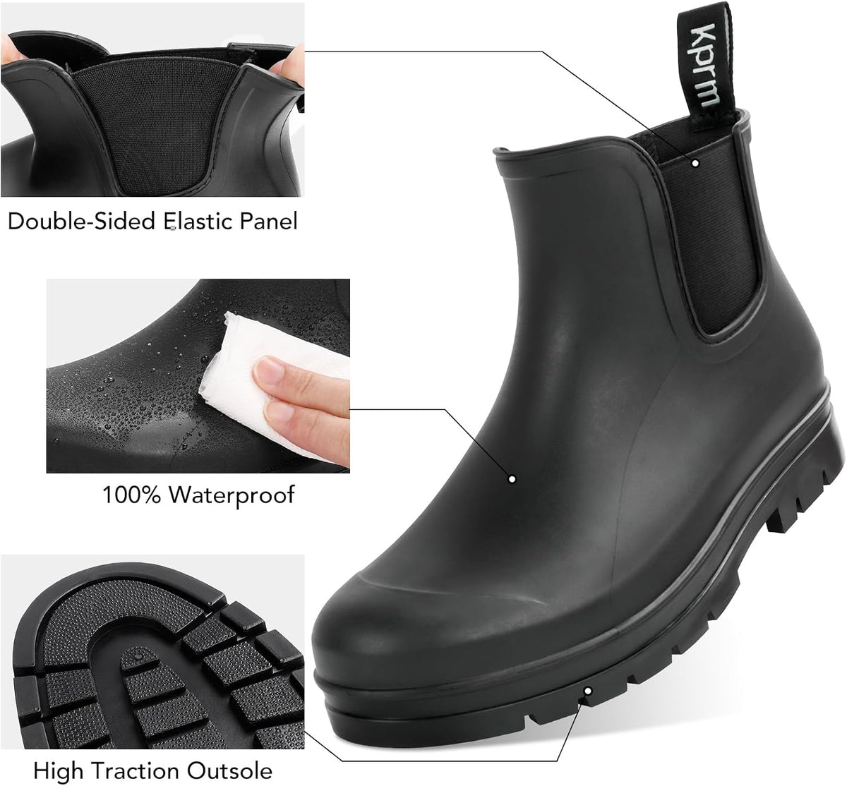 Women's Short Rain Boots Waterproof Chelsea Ankle Rubber Garden Shoes | Fashion Ladies Matte Surface Short Chelsea PVC Rainboots Non-Slip Lightweight Outdoor Booties for Gardening Farming Walking
