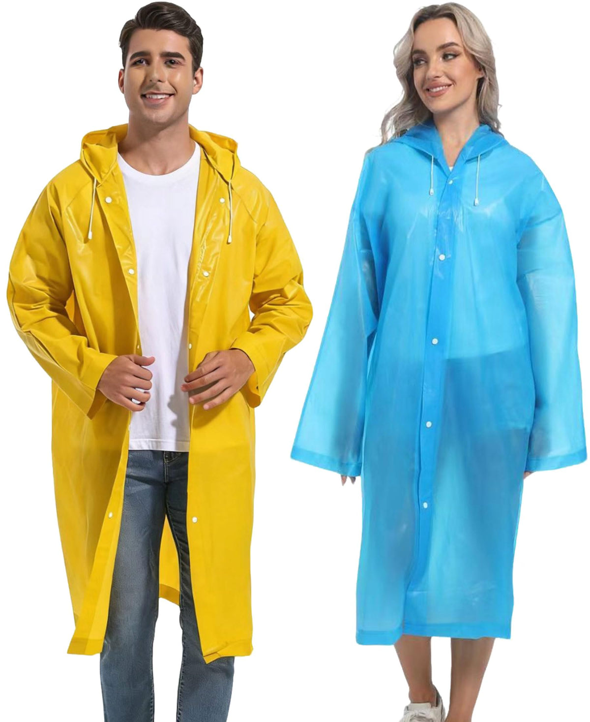 2PCS Rain Ponchos for Adults Reusable Rain Coats for Adults Rain Jackets Raincoats for Men Women