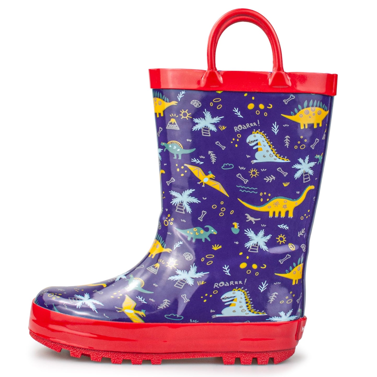 Hbxooxts Kids Rain Boots - Toddler Waterproof Rubber Kids Rain Boots for Girls and Boys with Fun Patterns and Easy-On Handles