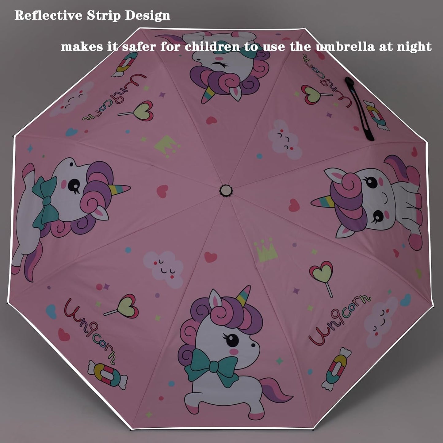 Afkengung Kids Automatic Folding Umbrella Digital Cartoon Printing UV Resistant Anti-rebound Design Safer Umbrella Compact Windproof for Kids Girls #2