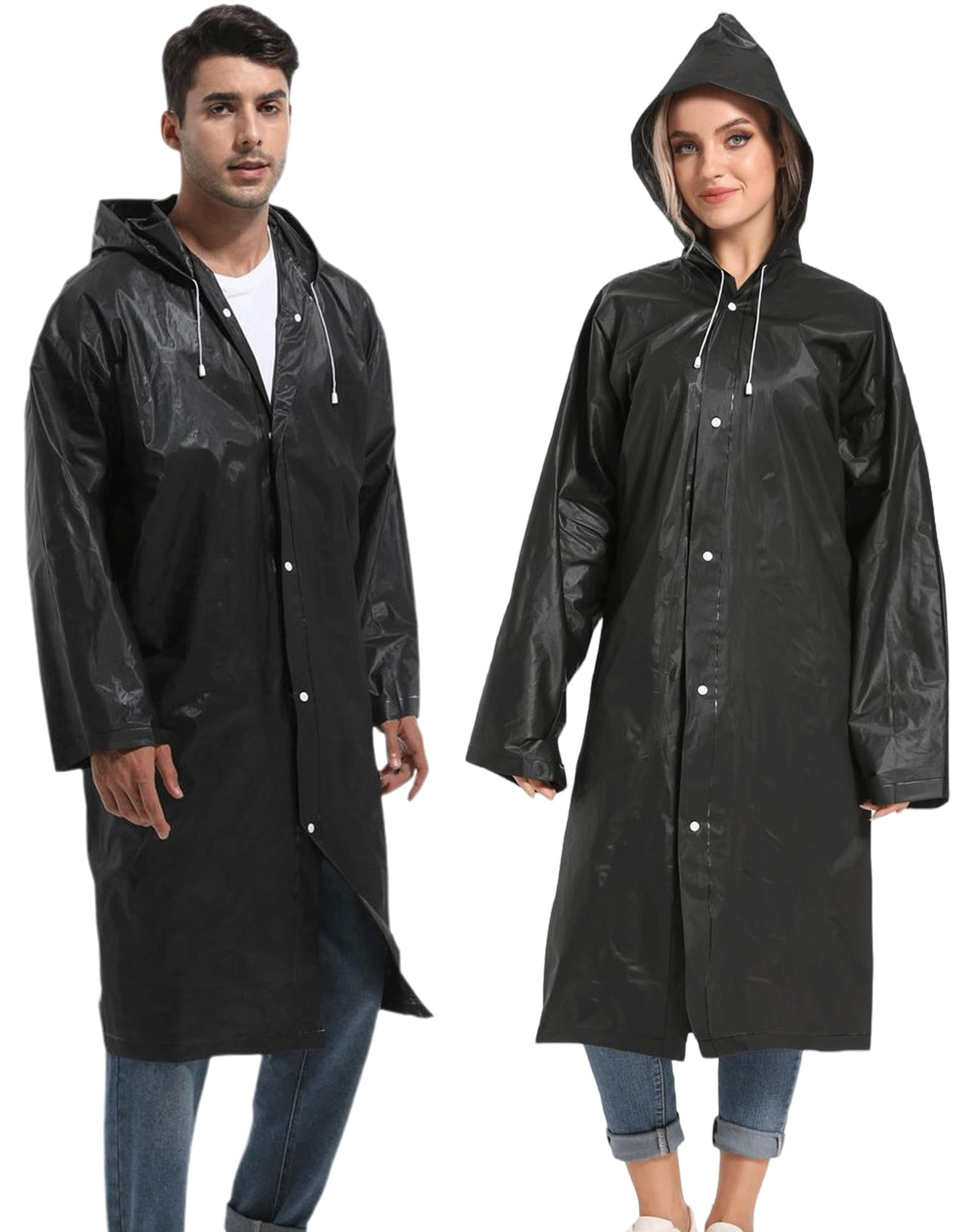 2PCS Rain Ponchos for Adults Reusable Rain Coats for Adults Rain Jackets Raincoats for Men Women