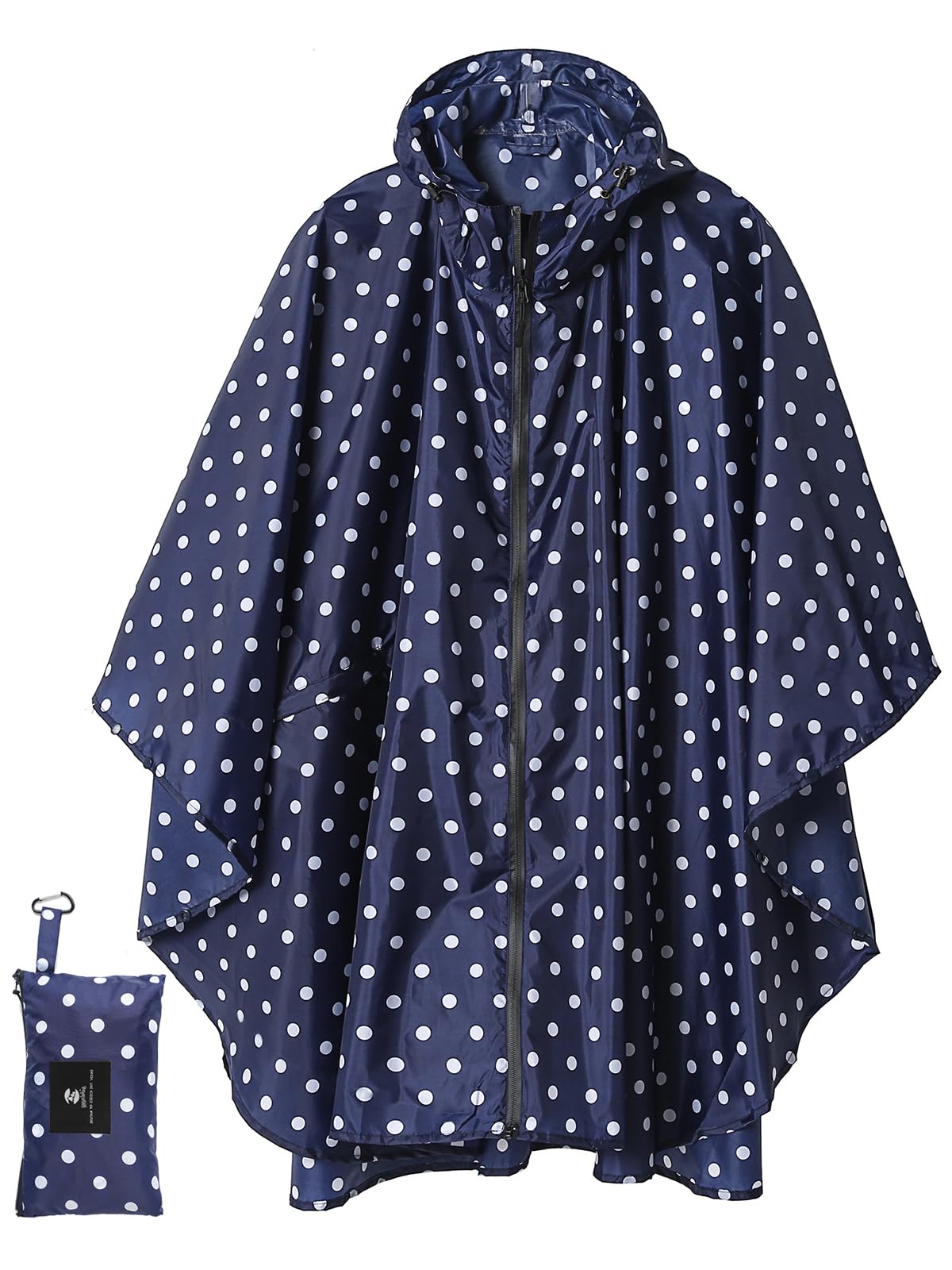 SaphiRose Adult Rain Poncho Waterproof Hooded Zipper Raincoat with Pockets | OEKO-TEX Certified 100% Polyester, Lightweight Packable Storage Pouch, Heat-Sealed Seams, Quick-Dry for Outdoor Hiking