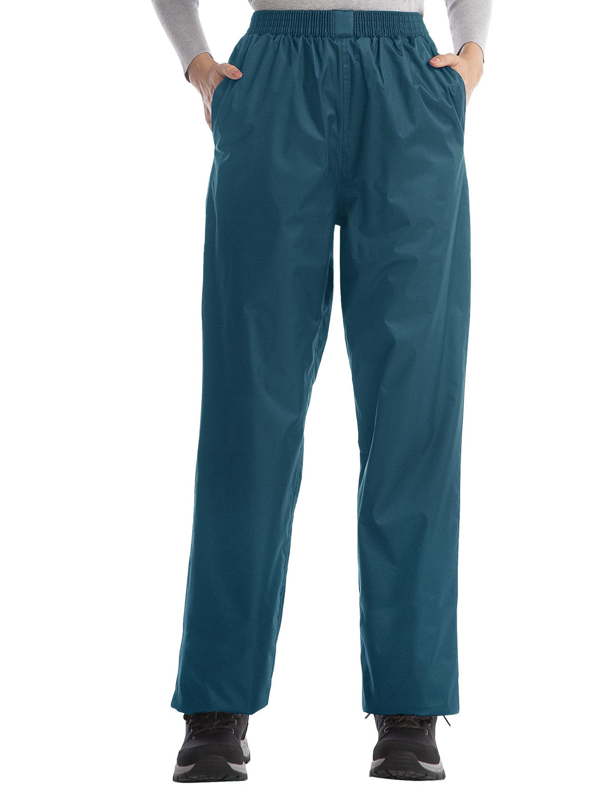 iCreek Women's Rain Pants Waterproof Breathable Lightweight Rain Over Pants | Breathable Mesh Lining, Pants Leg Zipper, Hook & Loop, Suitable for Hiking, Fishing, Golf, Work and Daily Wear
