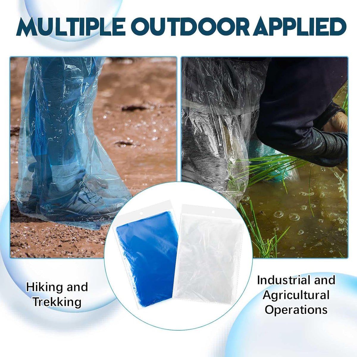 Geyoga 8 Pcs Disposable Rain Pants with Shoe Boot Waterproof Long Pant Boot Covers for Adults Teens Outdoor Cycling Fishing